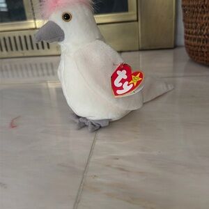 RETIRED KUKU Ty Plush Bird with Pink and White Feathers